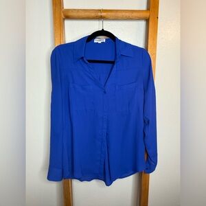 Express Cobalt Blue Women's Button-Down Portofino Shirt